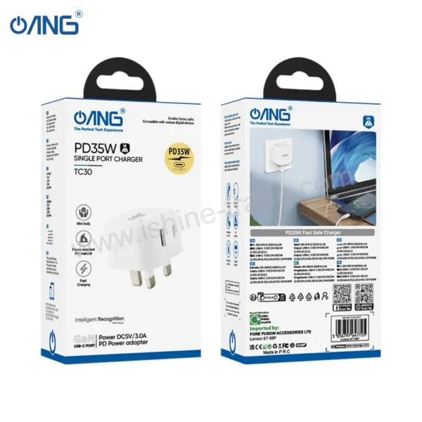 21C ANG TC30 Single USB QC3.0 and PD 35W PREMIUM PACKING Barcode 5056797647725