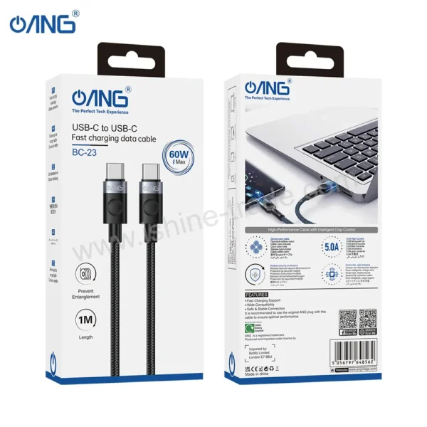 ANG BC23 – Type C To Type C 60W Braided Fast Charging Cable – 1 Meter-2
