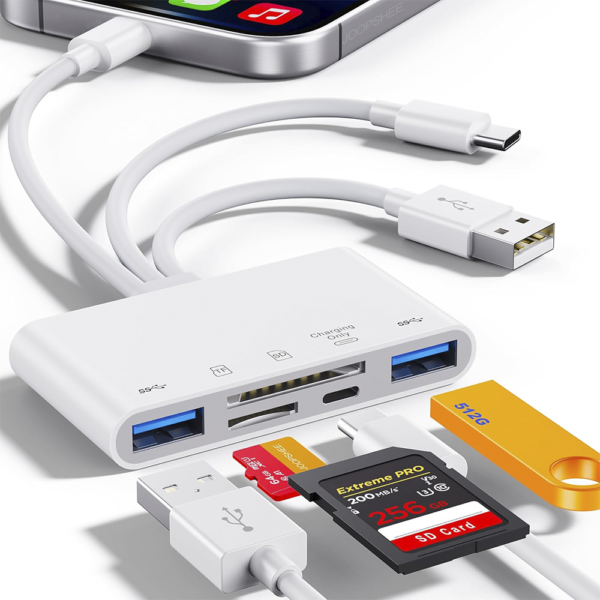5-in-1 iPhone Type C OTG Memory Card Reader - 1