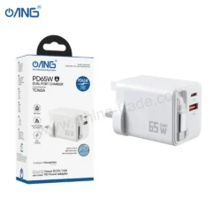 ANG TCX65A PD65W Dual Port GaN Charger With Built In Cable