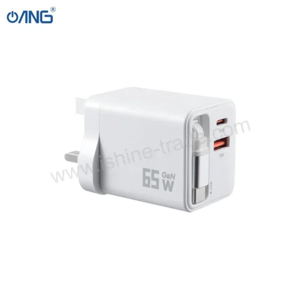 ANG TCX65A PD65W Dual Port GaN Charger With Built In Cable - 2