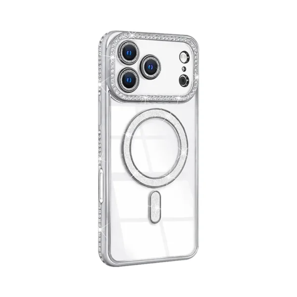 10B Diamond Magsafe Magnetic Case For iPhone 17 Pro Max 18 Pro Max Silver - Copy