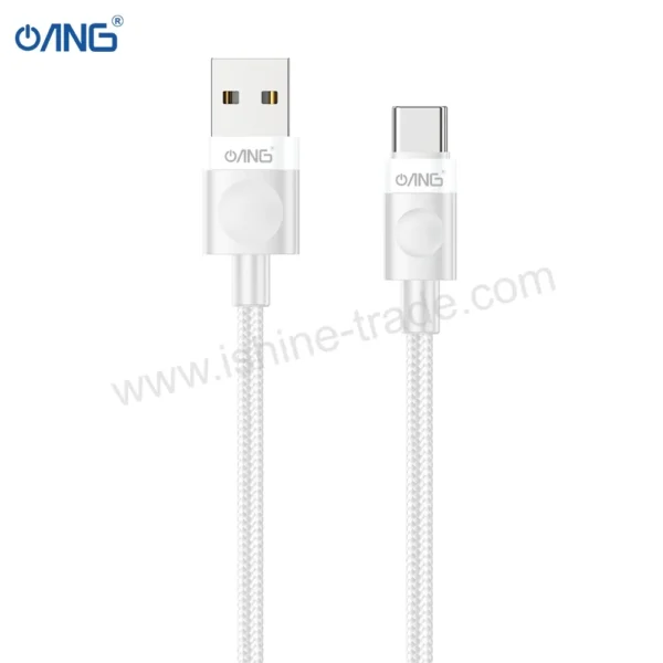 ANG BC23 – USB To Type-C Braided Data Cable 1 Meter – White - 1