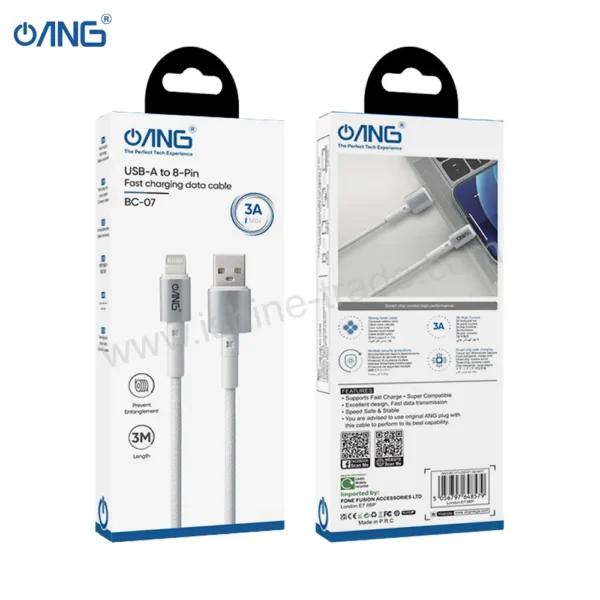 ANG BC07- USB-A To Lightning Braided Fast 60W Charging Cable - 3 Meter-3