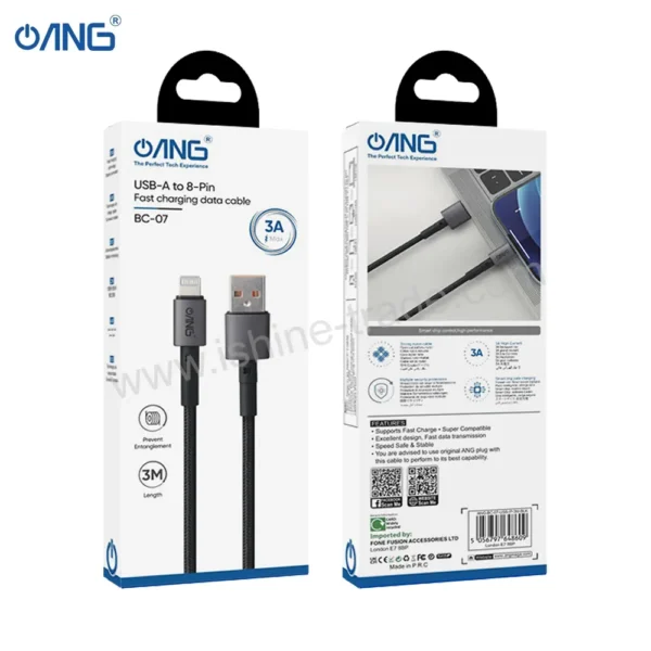 ANG BC07- USB-A To Lightning Braided Fast 60W Charging Cable - 3 Meter-2