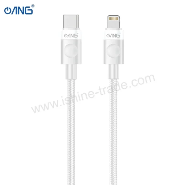 ANG BC23 – Type-C To Lightning Braided Data Cable 2 Meter – White -2