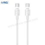 ANG BC23 – Type-C To Type-C Braided Data Cable 2 Meter 100W – White- 1