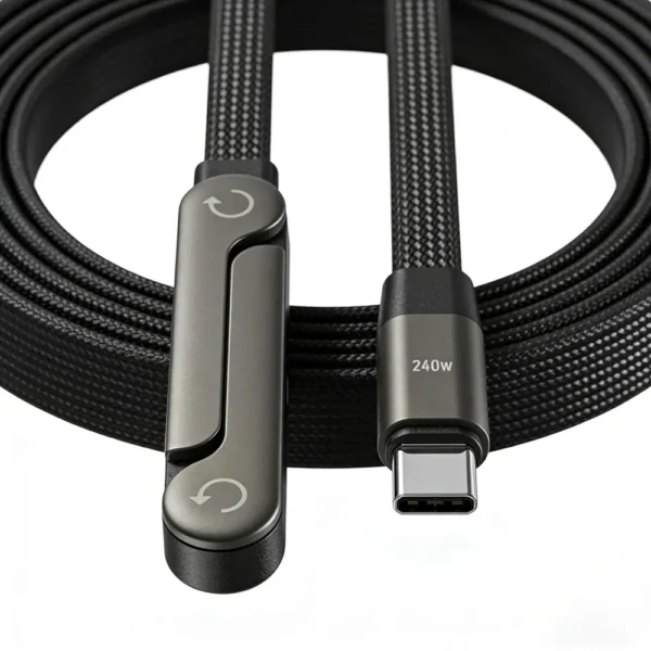 2-in-1 240W USB-C to USB-C Super Fast Charging Data Cable & Foldable Phone Stand - Image 2