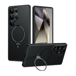 Carbon Fiber Metal Ring Case For Samsung S24 Ultra