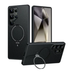 Carbon Fiber Metal Ring Case For Samsung S24 Ultra