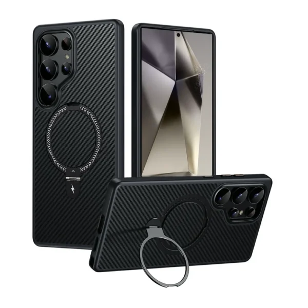 Carbon Fiber Metal Ring Case For Samsung S24 Ultra