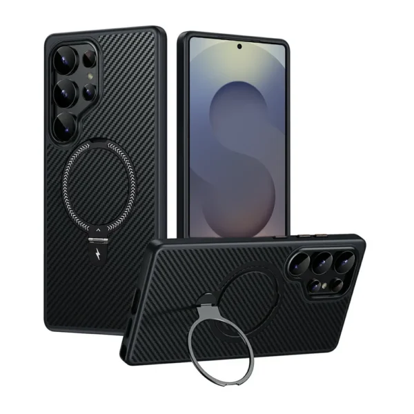 Carbon Fiber Metal Ring Case For Samsung S25 Ultra
