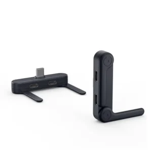 2-in-1 Type-C Dual Port Audio and Charging Adapter with Phone Stand