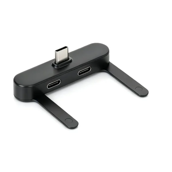 2-in-1 Type-C Dual Port Audio and Charging Adapter with Phone Stand-1