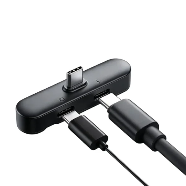 2-in-1 Type-C Dual Port Audio and Charging Adapter with Phone Stand-2