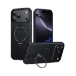 Carbon Fiber Metal Ring Case For iPhone 17 Pro