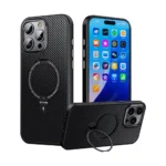 Carbon Fiber Metal Ring Case For iPhone 16 Pro Max