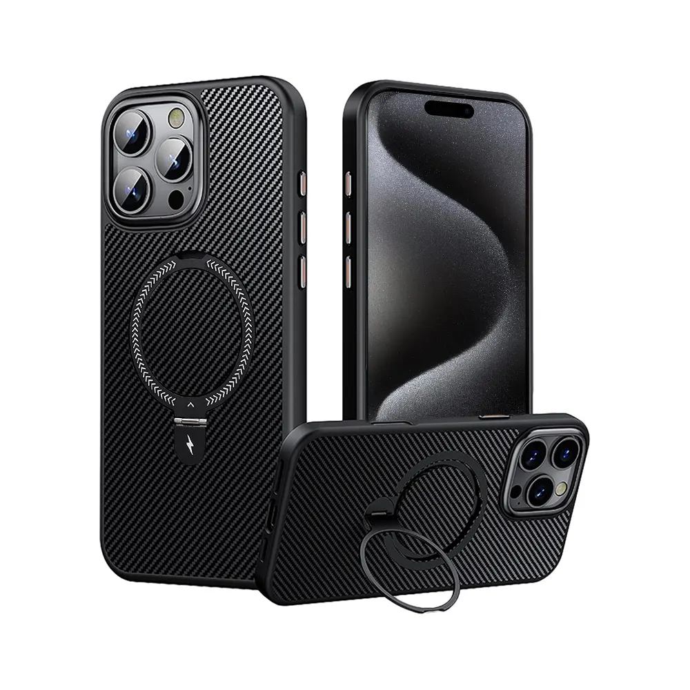 9A Carbon Fiber Metal Ring Case For iPhone 15 Pro Max Carbon Fiber Metal Ring Case For iPhone 15 Pro Max