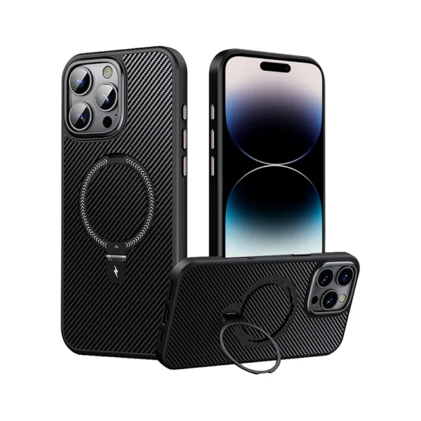 Carbon Fiber Metal Ring Case For iPhone 14 Pro Max