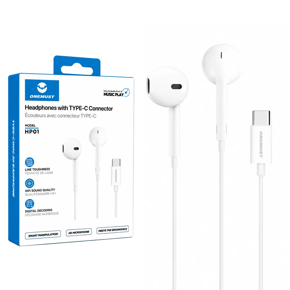 19A Onemust HP01 Type-C In-Ear Wired Handsfree With HD Microphone Onemust HP01 Type-C In-Ear Wired Handsfree With HD Microphone-1