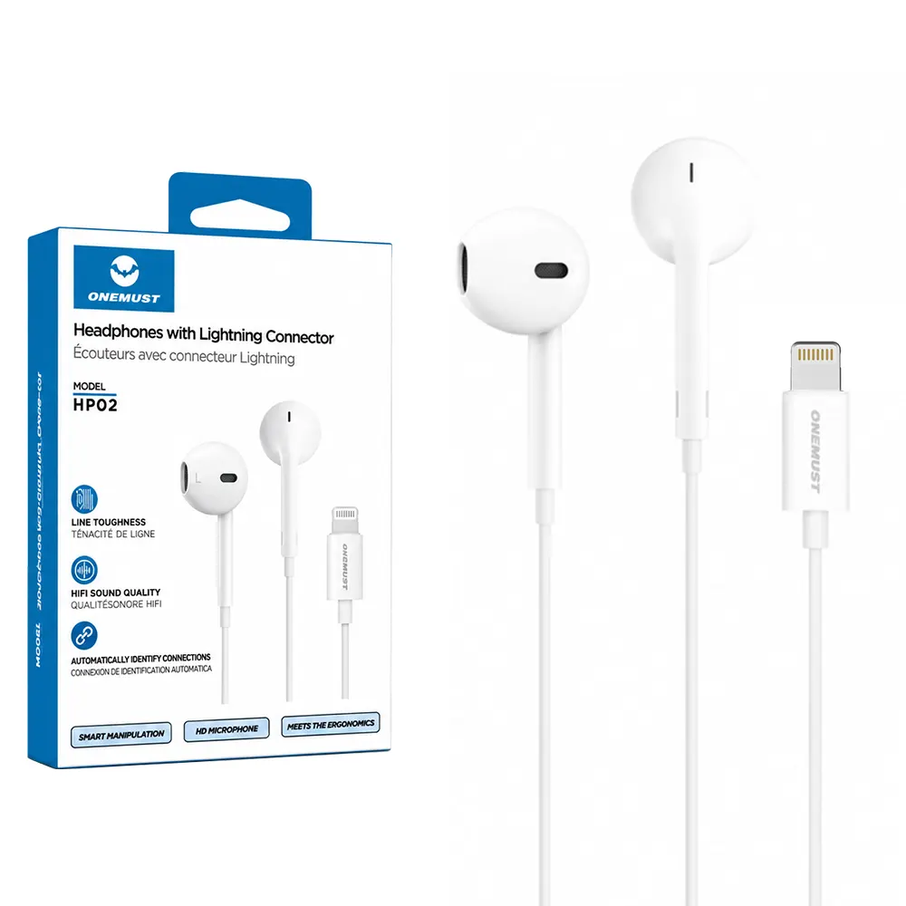20A Onemust HP02 Lightning In-Ear Wired Handsfree With HD Microphone Onemust HP02 Lightning In-Ear Wired Handsfree With HD Microphone-1