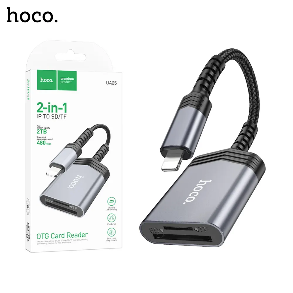 4A Hoco UA25 Lightning to SD TF Card Reader 480Mbps Hoco UA25 Lightning to SD / TF Card Reader (480Mbps)-1