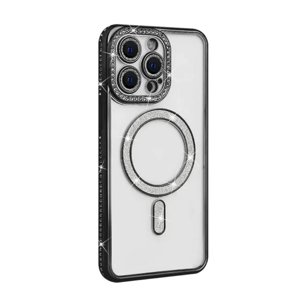 11B Diamond Magsafe Magnetic Case For iPhone 15 Pro Black