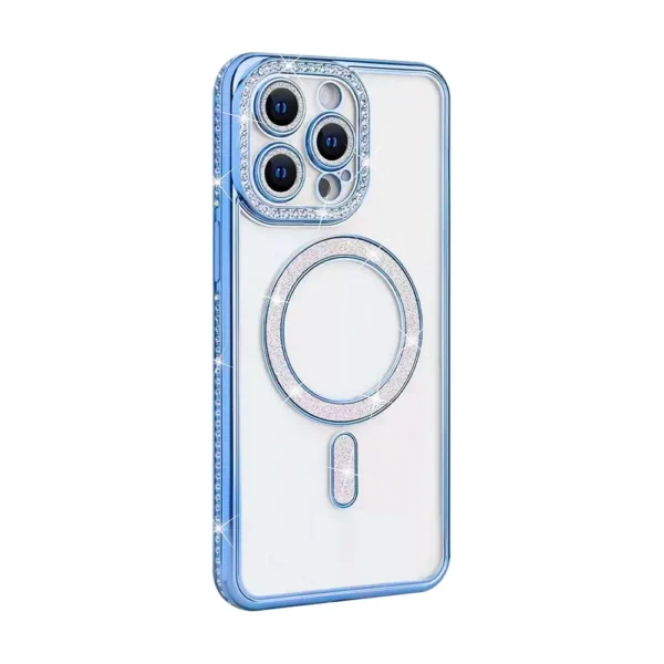11D Diamond Magsafe Magnetic Case For iPhone 15 Pro Blue