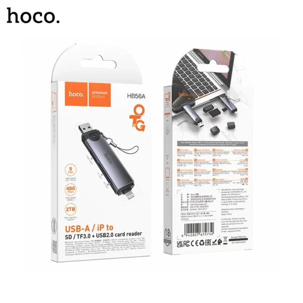 HOCO HB56A Victory 3-in-1 USB-A & Lightning Card Reader-6