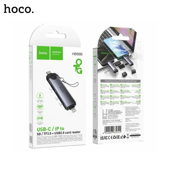 HOCO HB56B Victory 3-in-1 USB-C & Lightning Card Reader-6