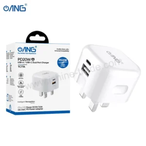ANG TC77A GaN Dual Port USB-C/USB-A 20W Adaptor (UK Plug)-1
