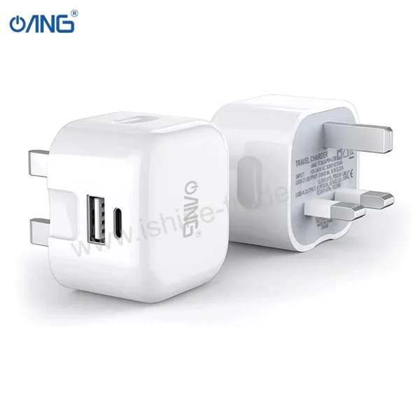 ANG TC77A GaN Dual Port USB-C/USB-A 20W Adaptor (UK Plug)-2