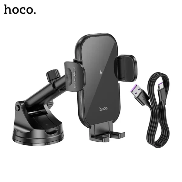 HOCO HW5 Journey Wireless Fast Charging Center Console Car Holder-6