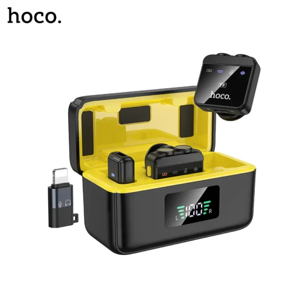 Hoco-L17-Dual-Mic-Wireless-Lavalier-Microphone-with-Magnetic-Clip-5