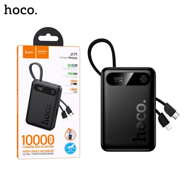 Hoco-J171-Edge-22.5W-PD20W-Power-Bank-with-2-cables-10000mAh-1