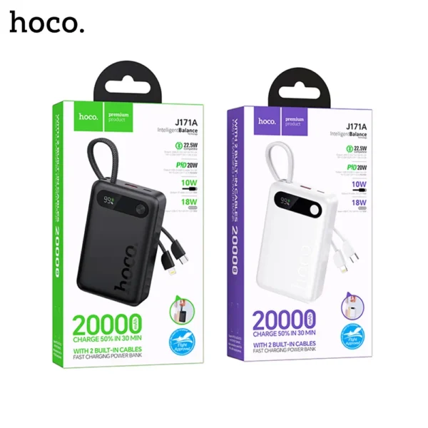 Hoco-J171A-Edge-22.5W-PD20W-Power-Bank-with-2-cables-20000mAh-1
